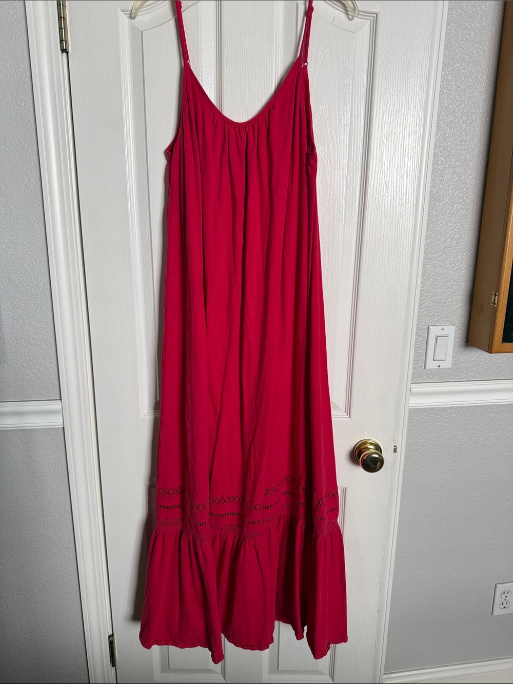 Flowing Red Maxi Dress with Spaghetti Straps